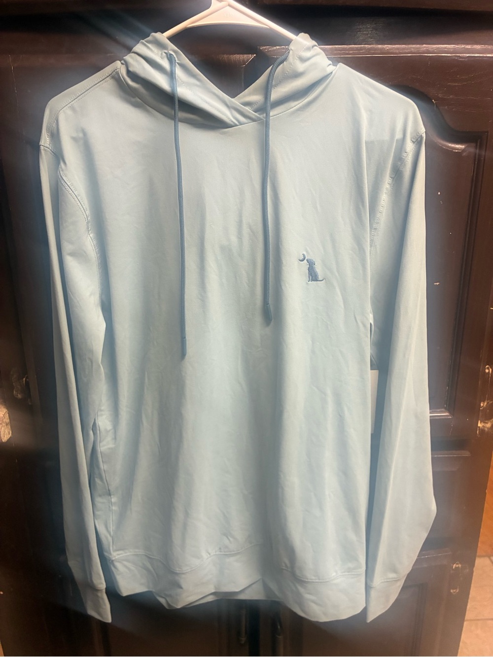 Men's Pale Blue / greyish blue Hooded Pullover with Subtle Logo